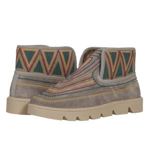 ANTHROPOLOGIE Bernardo Drea shearling Fur suede embroidered boots boho Sz 7.5